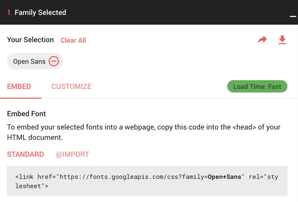 Google Font嵌入界面